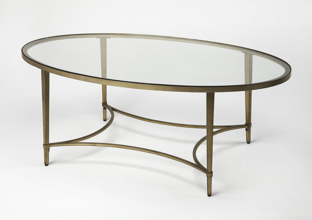Monica 50 in. W Oval Glass and Metal Coffee Table by Butler Specialty Company