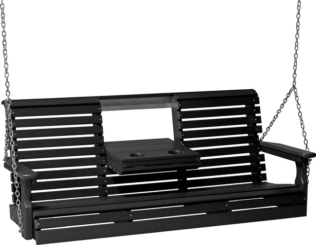 Plain Porch Swing 5 Foot with Fold Down Console by LuxCraft