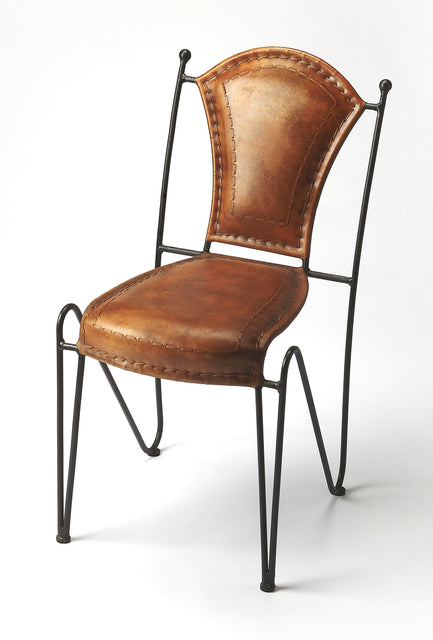 Coriander Iron & Leather Side Chair by Butler Specialty Company