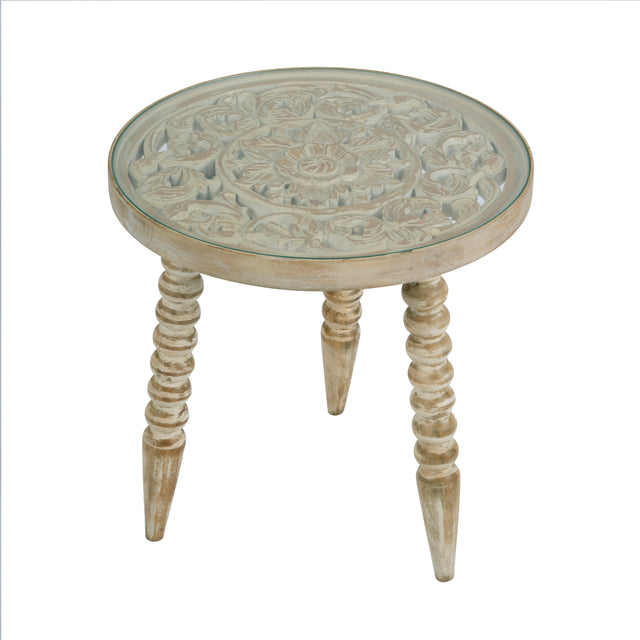 Pisa 17.75 in. W Round Wood and Glass Accent Table by Butler Specialty Company