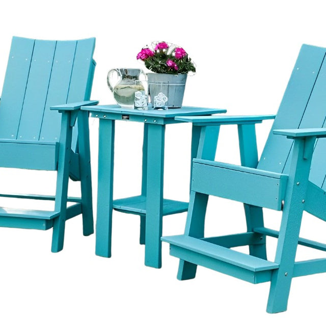 Outdoor Contemporary 2 High Adirondack Chairs with 1 Side Table by Wildridge