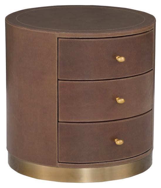 Fairfield Chair Dimitri Three Drawer Leather Wrapped Round End Table (sku: 8071-19)