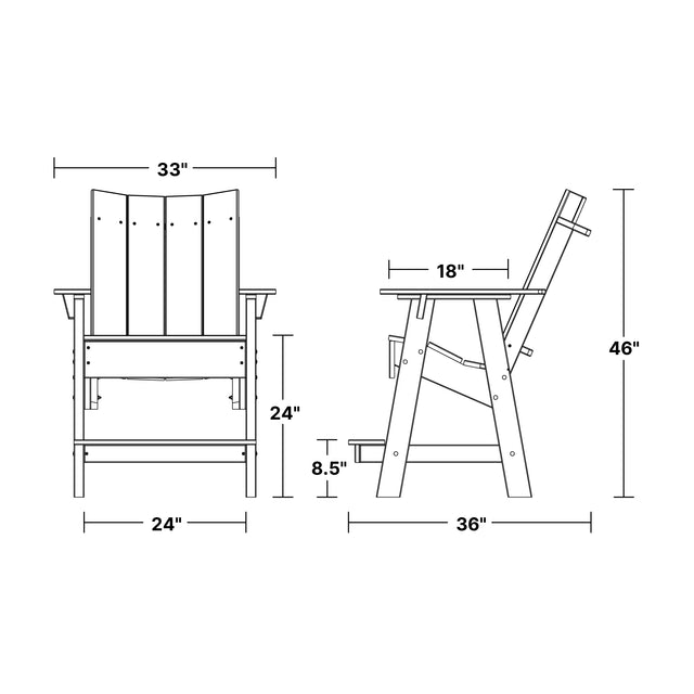Outdoor Contemporary 2 High Adirondack Chairs with 1 Side Table by Wildridge