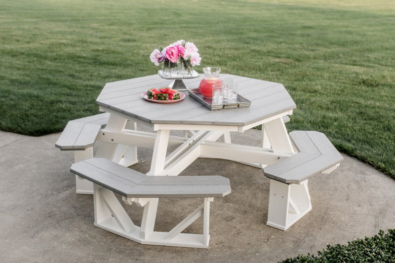 Heritage Octagon Picnic Table with 4 Attached Benches - 2 Tone by Wildridge