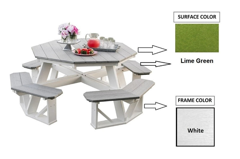 Heritage Octagon Picnic Table with 4 Attached Benches - 2 Tone by Wildridge