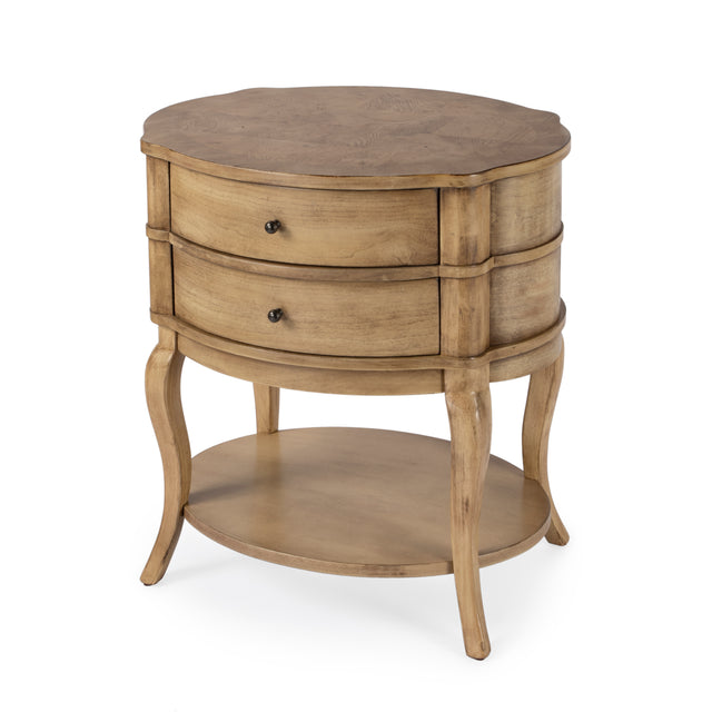 Jarvis 24 in. W Oval Wood 2 Drawer Side Table with Lower Open Shelf by Butler Specialty Company
