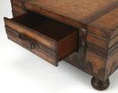 Vasco 36 in. W Rectangular Leather and Wood 1 Drawer Old World Map Trunk Table by Butler Specialty Company