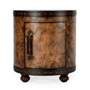 Vasco 20 in. W Round Leather and Wood Old World Map Duffel Table  with 1 Door Closed Storage by Butler Specialty Company