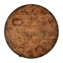 Vasco 20 in. W Round Leather and Wood Old World Map Duffel Table  with 1 Door Closed Storage by Butler Specialty Company
