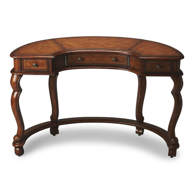 Brava 48 in. W Demilune Faux Leather and Wood 3 Drawer Writing Desk by Butler Specialty Company