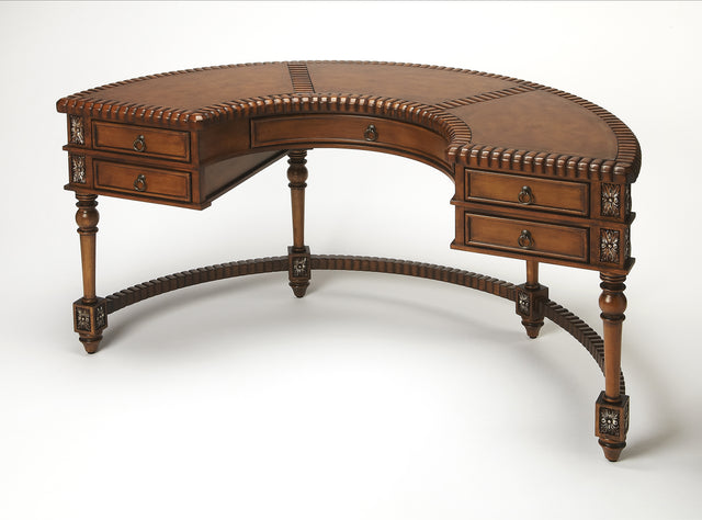 Geneva 60 in. W Demilune Leather and Wood 5 Drawer Executive Desk by Butler Specialty Company