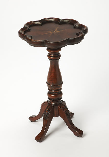 Whitman 12 in. W Round Wood 4 Leg Pedestal Base Scalloped Edge Side Table by Butler Specialty Company