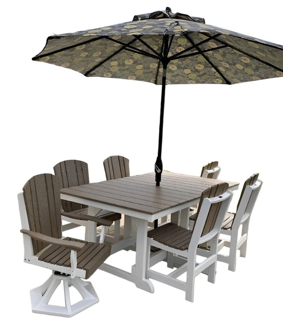 Heritage 7 Piece Patio Dining Set 44"x72" Table with 4 Dining Chairs and 2 Swivel Rocker Armchairs by Wildridge
