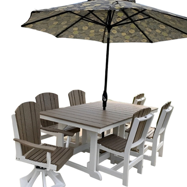 Heritage 7 Piece Patio Dining Set 44"x72" Table with 4 Dining Chairs and 2 Swivel Rocker Armchairs by Wildridge