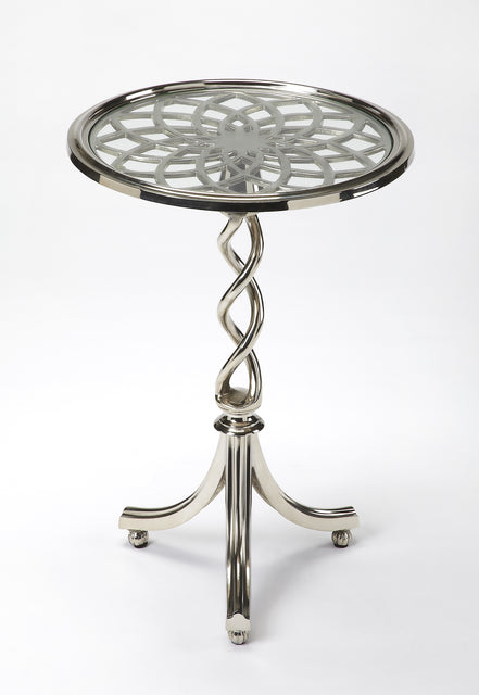 Isidora 17.5 in. W Round Metal and Glass Modern Side Table by Butler Specialty Company