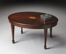 Clayton 38 in. W Oval Wood Coffee Table with Veneer Linen-Fold Inlay by Butler Specialty Company