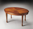 Clayton 38 in. W Oval Wood Coffee Table with Veneer Linen-Fold Inlay by Butler Specialty Company