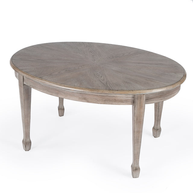 Clayton 38 in. W Oval Wood Coffee Table with Veneer Linen-Fold Inlay by Butler Specialty Company