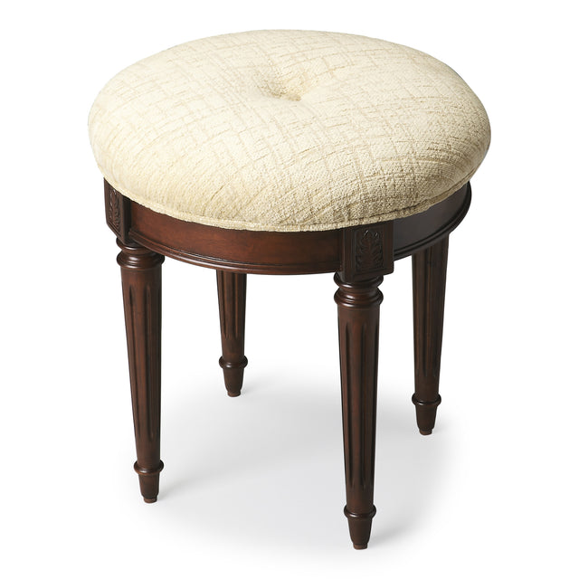Bernadette 18.5 in. Seat Height Round Upholstered and Wood Traditional Vanity Stool by Butler Specialty Company