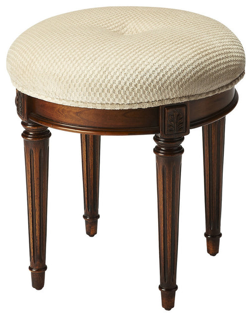 Bernadette 18.5 in. Seat Height Round Upholstered and Wood Traditional Vanity Stool by Butler Specialty Company