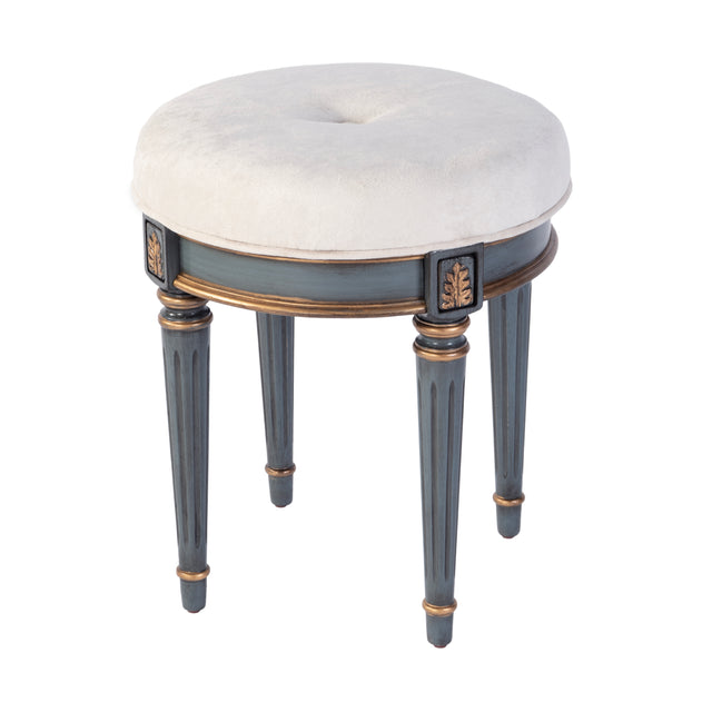 Bernadette 18.5 in. Seat Height Round Upholstered and Wood Traditional Vanity Stool by Butler Specialty Company