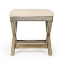 Marlo 26 in. W Rectangular Wood and Antique Mirrored Upholstered Vanity Stool by Butler Specialty Company