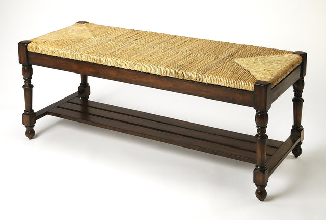 Ravello 48 in. W Rectangular Woven Wicker Backless Bench with Lower Open Slatted Shelf by Butler Specialty Company