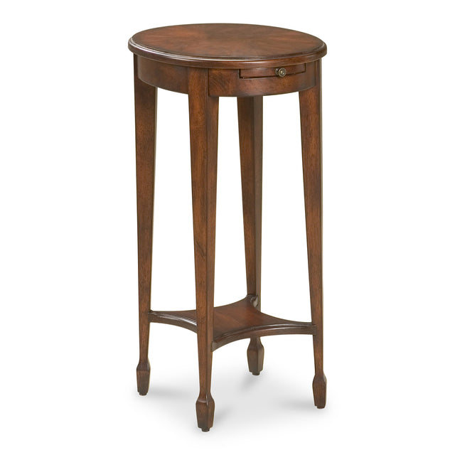 Arielle 12.5 in. W Round Wood Petite Side Table with Pull-Out Tray and Lower Open Shelf by Butler Specialty Company