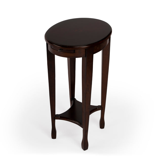 Arielle 12.5 in. W Round Wood Petite Side Table with Pull-Out Tray and Lower Open Shelf by Butler Specialty Company