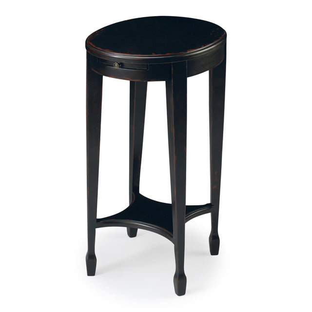 Arielle 12.5 in. W Round Wood Petite Side Table with Pull-Out Tray and Lower Open Shelf by Butler Specialty Company