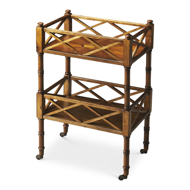 Foster 19 in. W Rectangular Wood 2 Tier Bar Cart on Casters by Butler Specialty Company