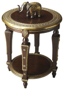 Ranthore 20 in. W Round Wood and Brass Foil Decorative Side Table with Lower Open Shelf by Butler Specialty Company