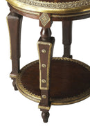 Ranthore 20 in. W Round Wood and Brass Foil Decorative Side Table with Lower Open Shelf by Butler Specialty Company