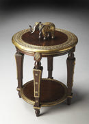 Ranthore 20 in. W Round Wood and Brass Foil Decorative Side Table with Lower Open Shelf by Butler Specialty Company
