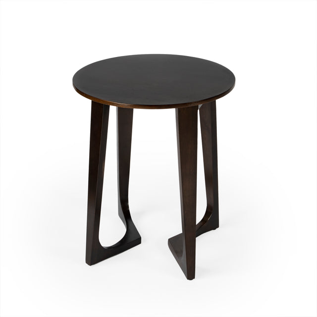 Devin 19.5 in. W Round Solid Wood Mid Century Side Table with 2 Sled Legs by Butler Specialty Company