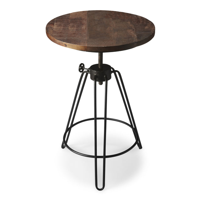 Trenton 22 in. W Round Metal and Wood Industrial Adjustble Height Side Table with Tripod Base by Butler Specialty Company
