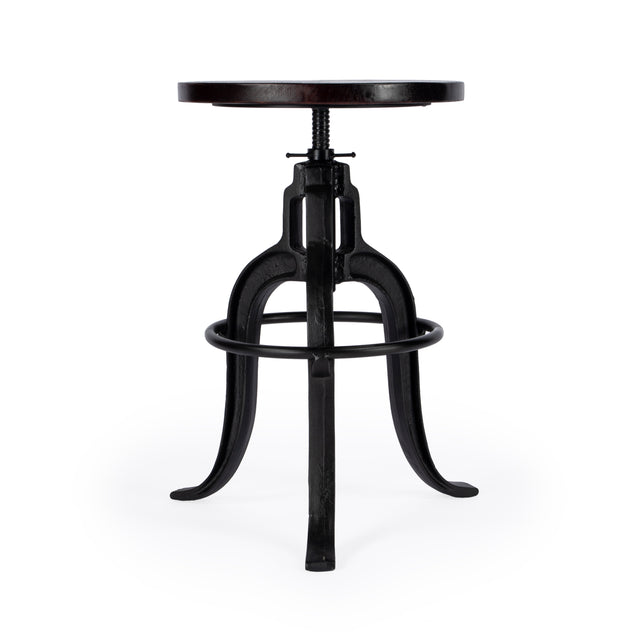 Gladney 28.25 in. Seat Height Round Iron and Wood Adjustable Height Backless Bar Stool with Foot Rest by Butler Specialty Company
