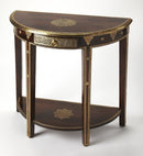 Ranthore 30 in. W Demilune Wood and Brass Foil 1 Drawer Console Table with Lower Open Shelf by Butler Specialty Company