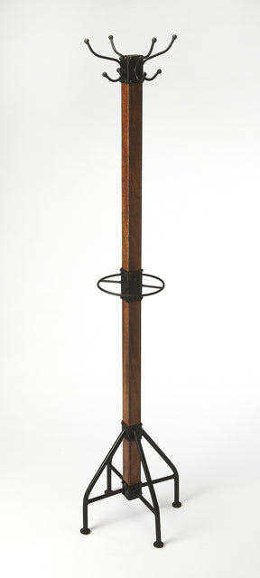 Logan Square 74 in. H Wood & Metal Rustic 4 Double Hook Costumer/Coat Rack with Umbrella Holder by Butler Specialty Company