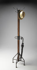 Logan Square 74 in. H Wood & Metal Rustic 4 Double Hook Costumer/Coat Rack with Umbrella Holder by Butler Specialty Company