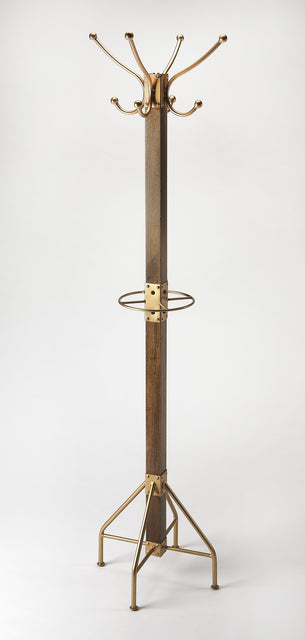 Logan Square 74 in. H Wood & Metal Rustic 4 Double Hook Costumer/Coat Rack with Umbrella Holder by Butler Specialty Company