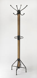 Logan Square 74 in. H Wood & Metal Rustic 4 Double Hook Costumer/Coat Rack with Umbrella Holder by Butler Specialty Company