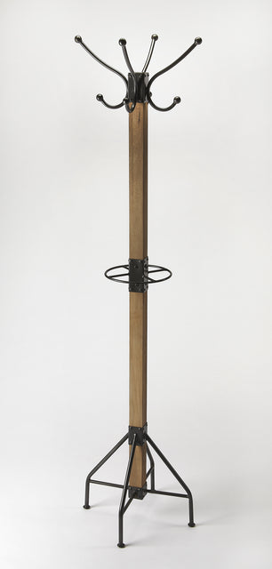 Logan Square 74 in. H Wood & Metal Rustic 4 Double Hook Costumer/Coat Rack with Umbrella Holder by Butler Specialty Company