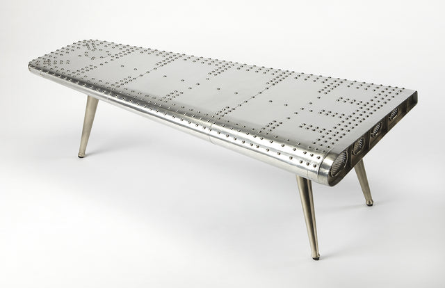 Midway 59.5 in. W Triangular Novelty Metal and Wood Aviator Themed Coffee Table by Butler Specialty Company