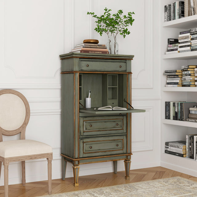 Wordsworth 27.75 in. W Wood 4 Drawer Secretary with Drop Front Writing Surface by Butler Specialty Company