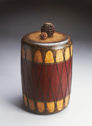 Navajo 18 in. W Round Leather and Wood Drum Side Table by Butler Specialty Company
