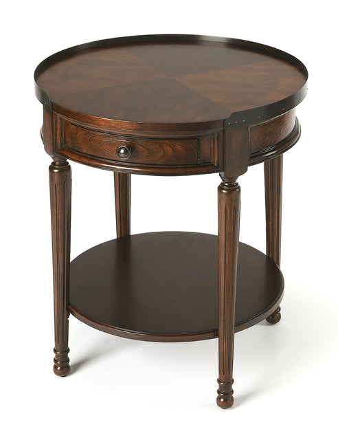 Sampson 22 in. W Round Wood 1 Drawer Side Table with Lower Open Shelf by Butler Specialty Company
