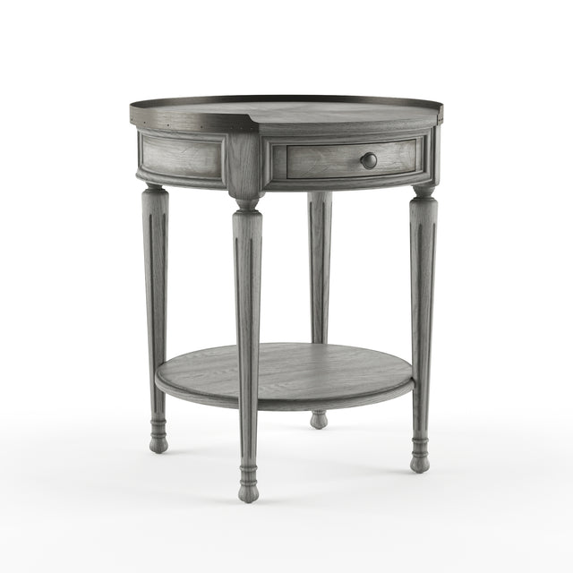 Sampson 22 in. W Round Wood 1 Drawer Side Table with Lower Open Shelf by Butler Specialty Company