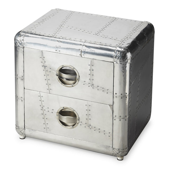 Midway 20 in. W Rectangular Metal and Wood Aviator Themed 2 Drawer Side Table by Butler Specialty Company