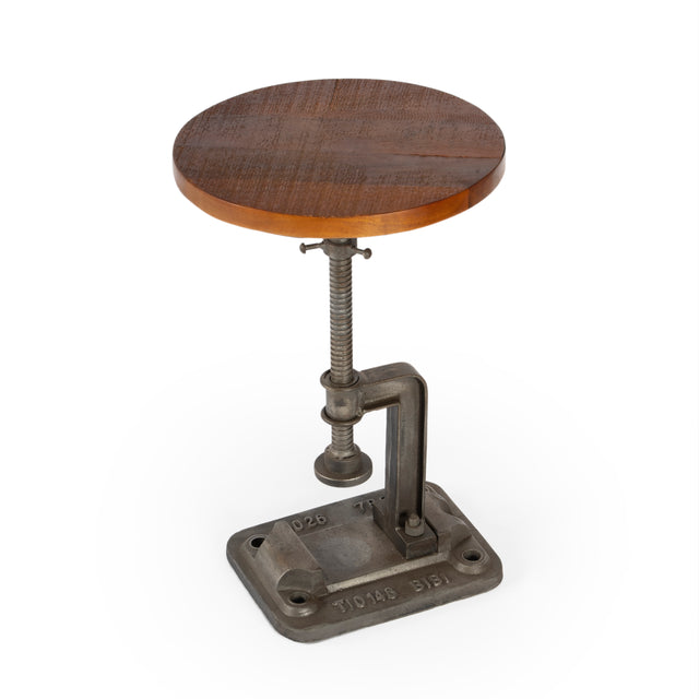 Ellis 22.5 in. Seat Height Round Wood and Metal Adjustable Height Pedestal Side Table by Butler Specialty Company